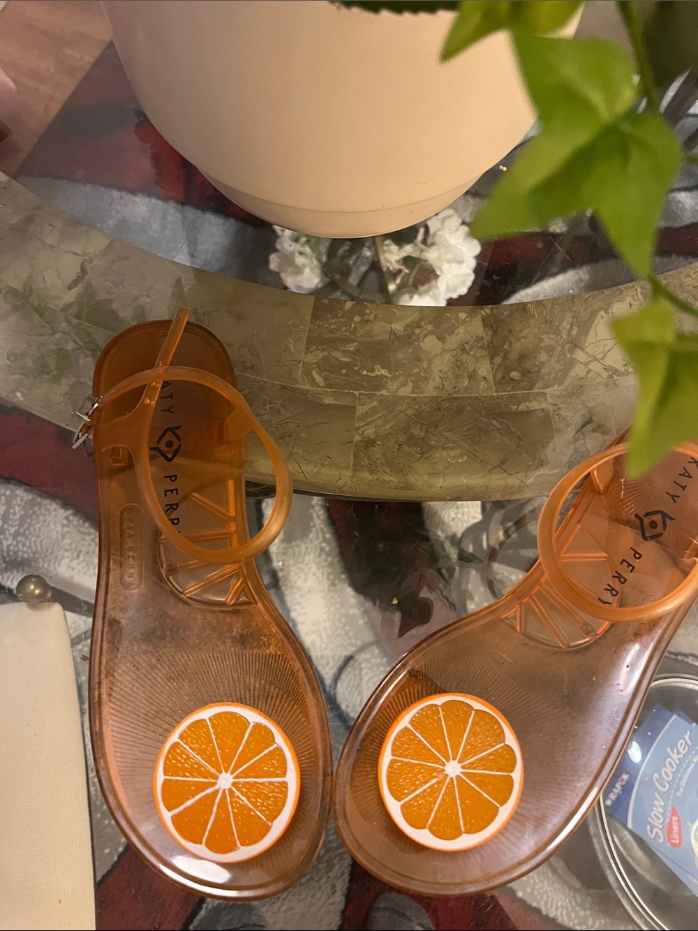 Katy Perry Collections Orange Jelly Sandals with Citrus Medallions - Picture 3 of 7